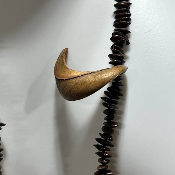 Vintage Handmade Apple Seed Necklace with Acacia Koa Seed Hawaiian Lei Botanical - Picture 6 of 10